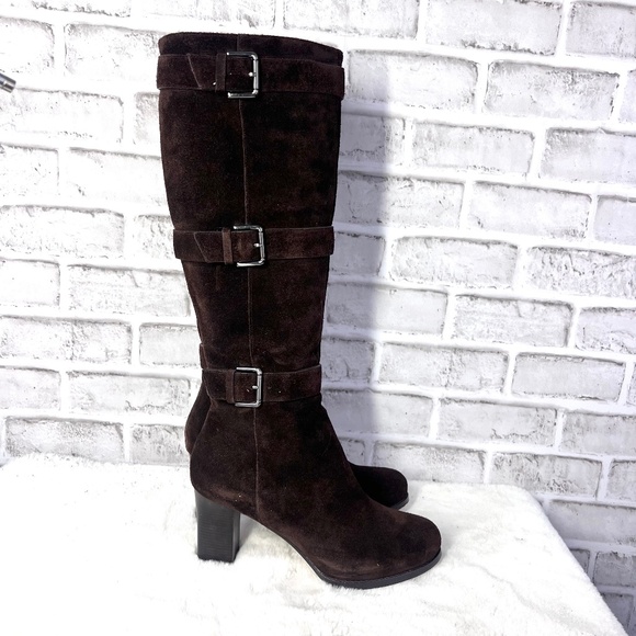 |•VIA SPIGA•| Brown Suede Leather Knee High Boots Size 8 - Picture 1 of 12